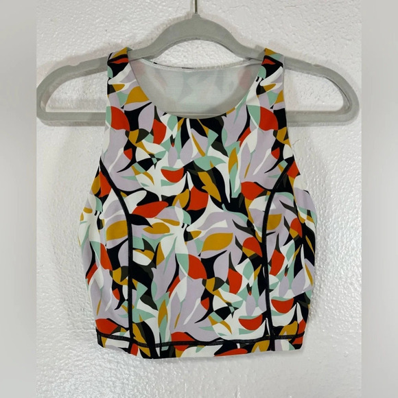 Anthropologie Sweaty Betty Power High Neck Bra Tank Top in Green Frond Print XS - Picture 10 of 10